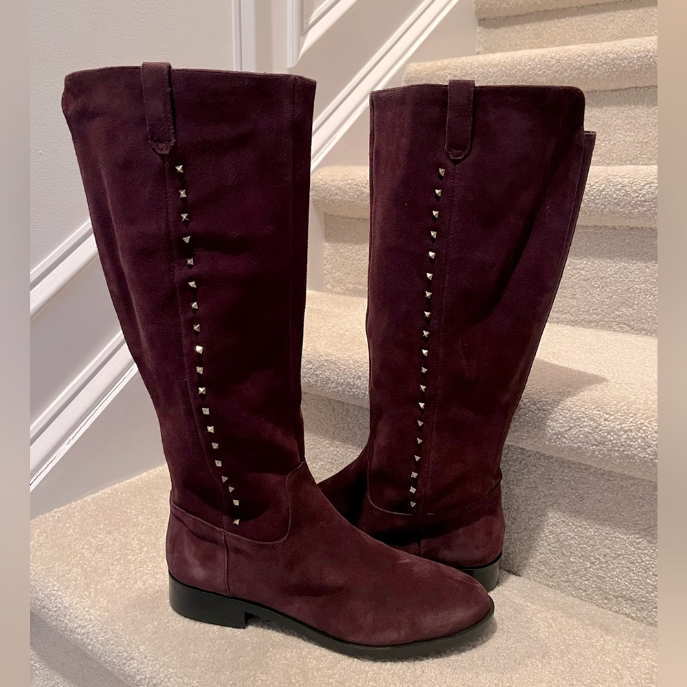 Marc Fisher Knee High Boot 9.5 Burgundy Suede
